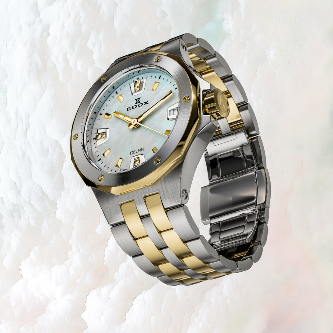 EDOX Women's Delfin Lady Quartz Watch With MOP Dial And Diamond Markers