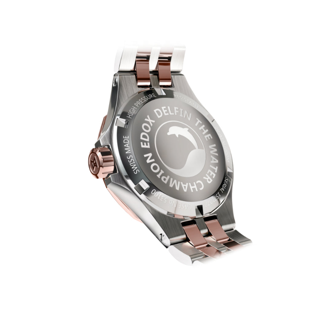 EDOX Women's Delfin Lady Quartz Watch With Black MOP Dial And Diamond Markers