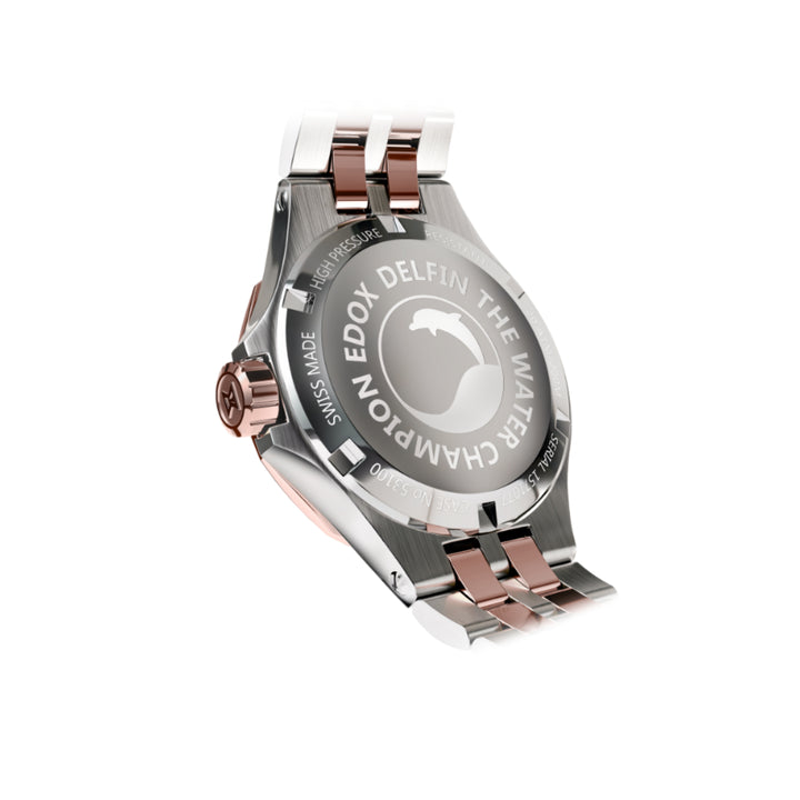 EDOX Women's Delfin Lady Quartz Watch With Black MOP Dial And Diamond Markers