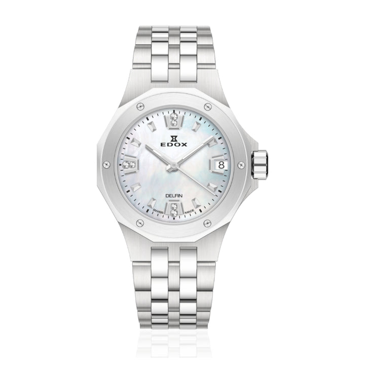 EDOX Women's Delfin Lady Quartz Watch With MOP Dial And Diamond Markers