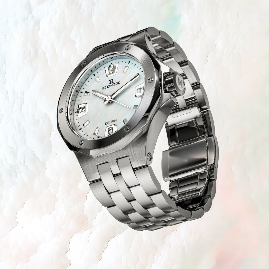 EDOX Women's Delfin Lady Quartz Watch With MOP Dial And Diamond Markers