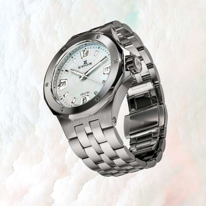 EDOX Women's Delfin Lady Quartz Watch With MOP Dial And Diamond Markers