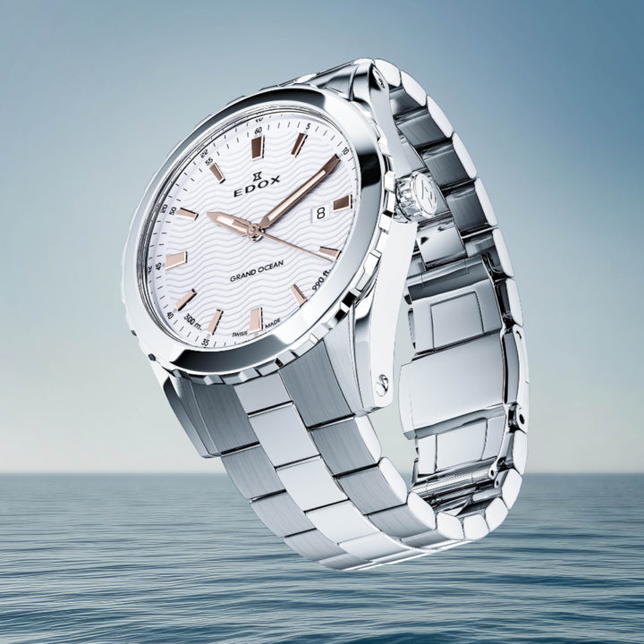 EDOX Men's Grand Ocean Quartz Watch with Silver Dial