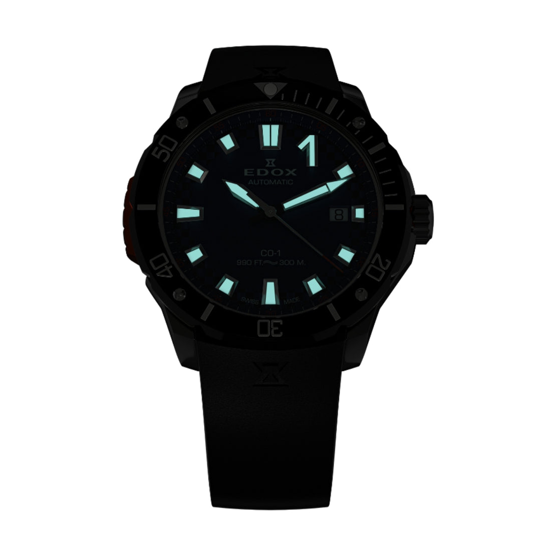 EDOX Men's CO-1 Automatic Gents Watch with Blue Dial and Rubber Strap