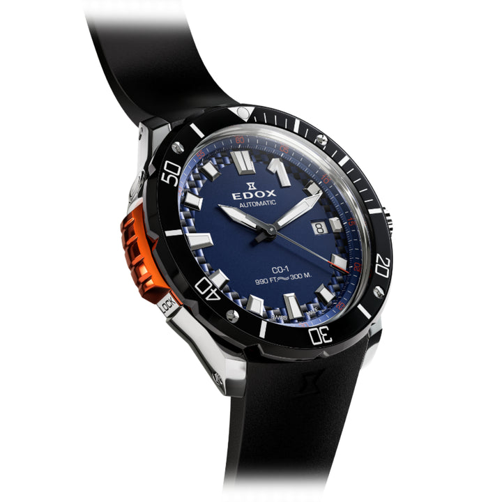 EDOX Men's CO-1 Automatic Gents Watch with Blue Dial and Rubber Strap
