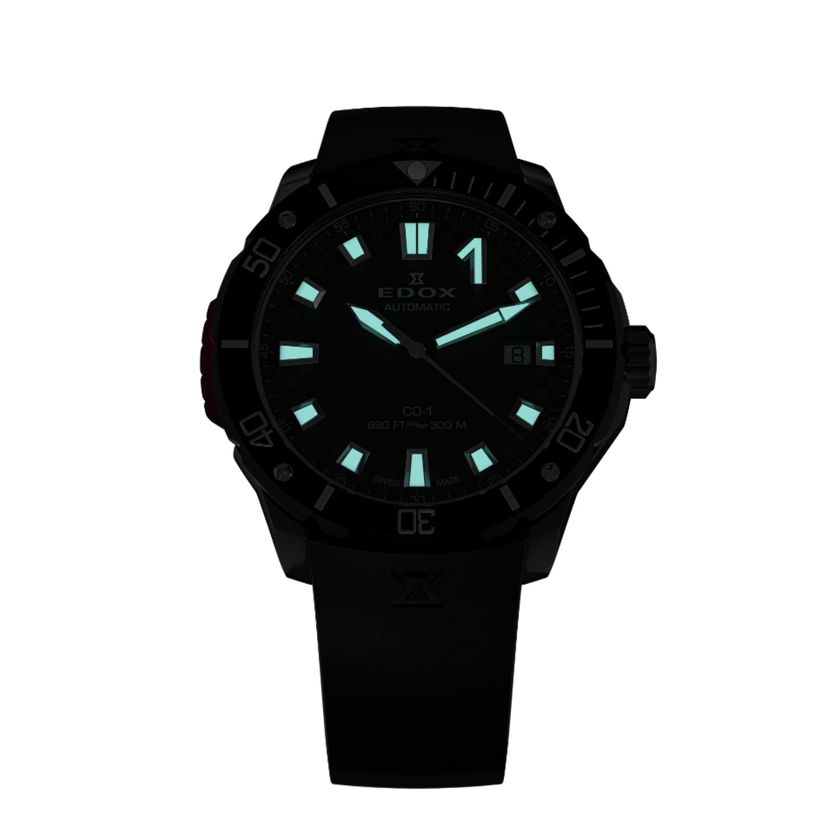 Edox Men's CO-1 Automatic Gents Watch with Black Dial and Rubber Strap