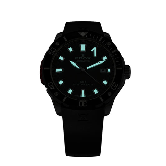 Edox Men's CO-1 Automatic Gents Watch with Black Dial and Rubber Strap