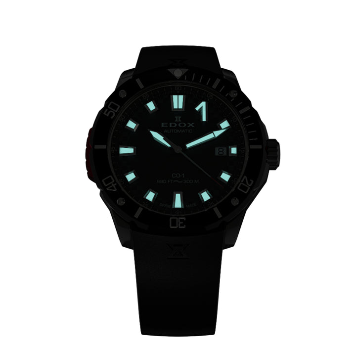 EDOX Men's CO-1 Automatic Gents Watch with Black Dial and Rubber Strap