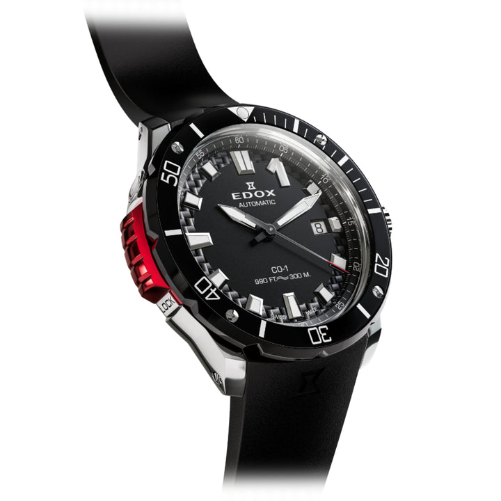 EDOX Men's CO-1 Automatic Gents Watch with Black Dial and Rubber Strap