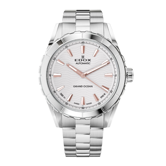 Edox Men's Grand Ocean Automatic Watch with Silver Dial and Metal Band