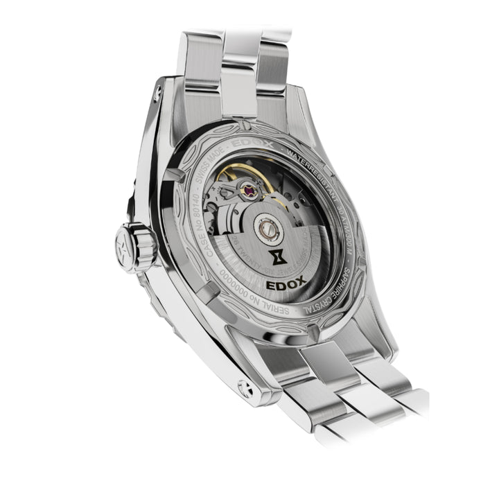 EDOX Men's Grand Ocean Automatic Watch with Silver Dial and Metal Band
