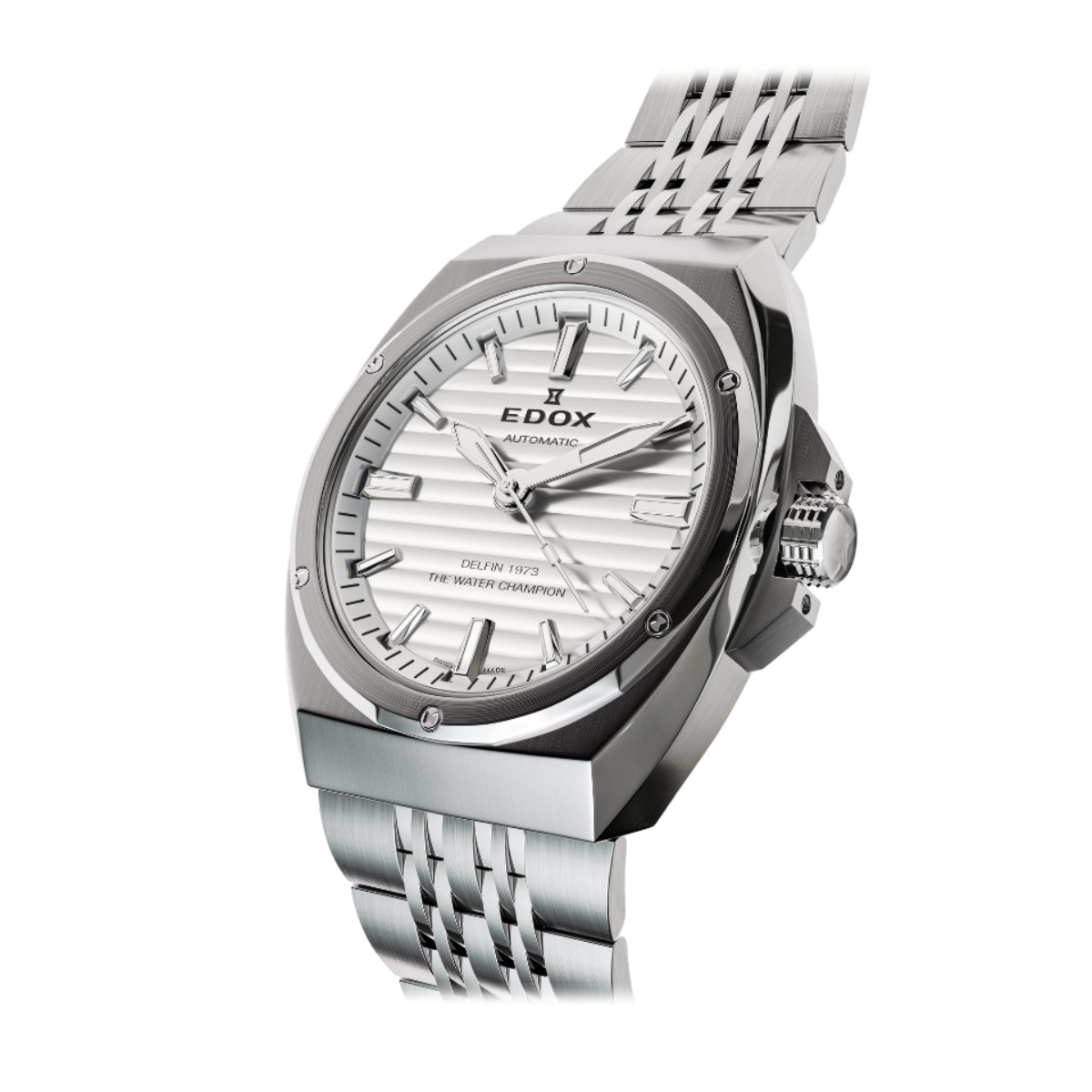Edox Men's Delfin 1973 Automatic Watch with Silver Dial and Metal Band