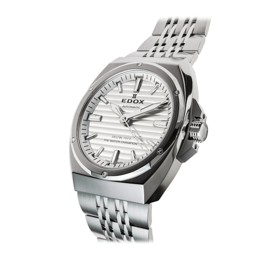 Edox Men's Delfin 1973 Automatic Watch with Silver Dial and Metal Band