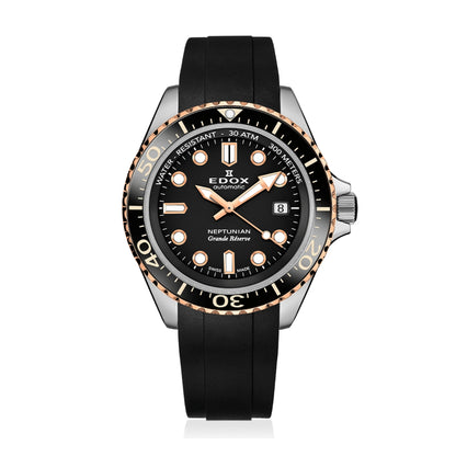 Edox Men's Neptunian Grande Reserve Automatic Watch with Rubber Strap