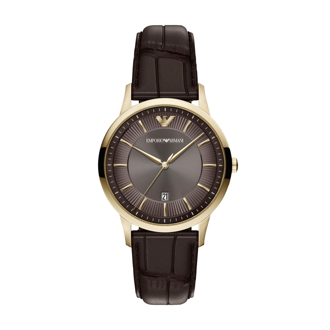 Emporio Armani Men's Archetipo Three-Hand Date Brown Leather Watch