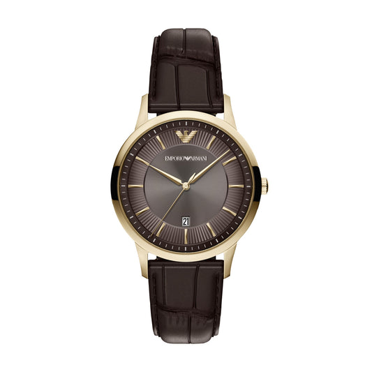 Emporio Armani Men's Archetipo Three-Hand Date Brown Leather Watch