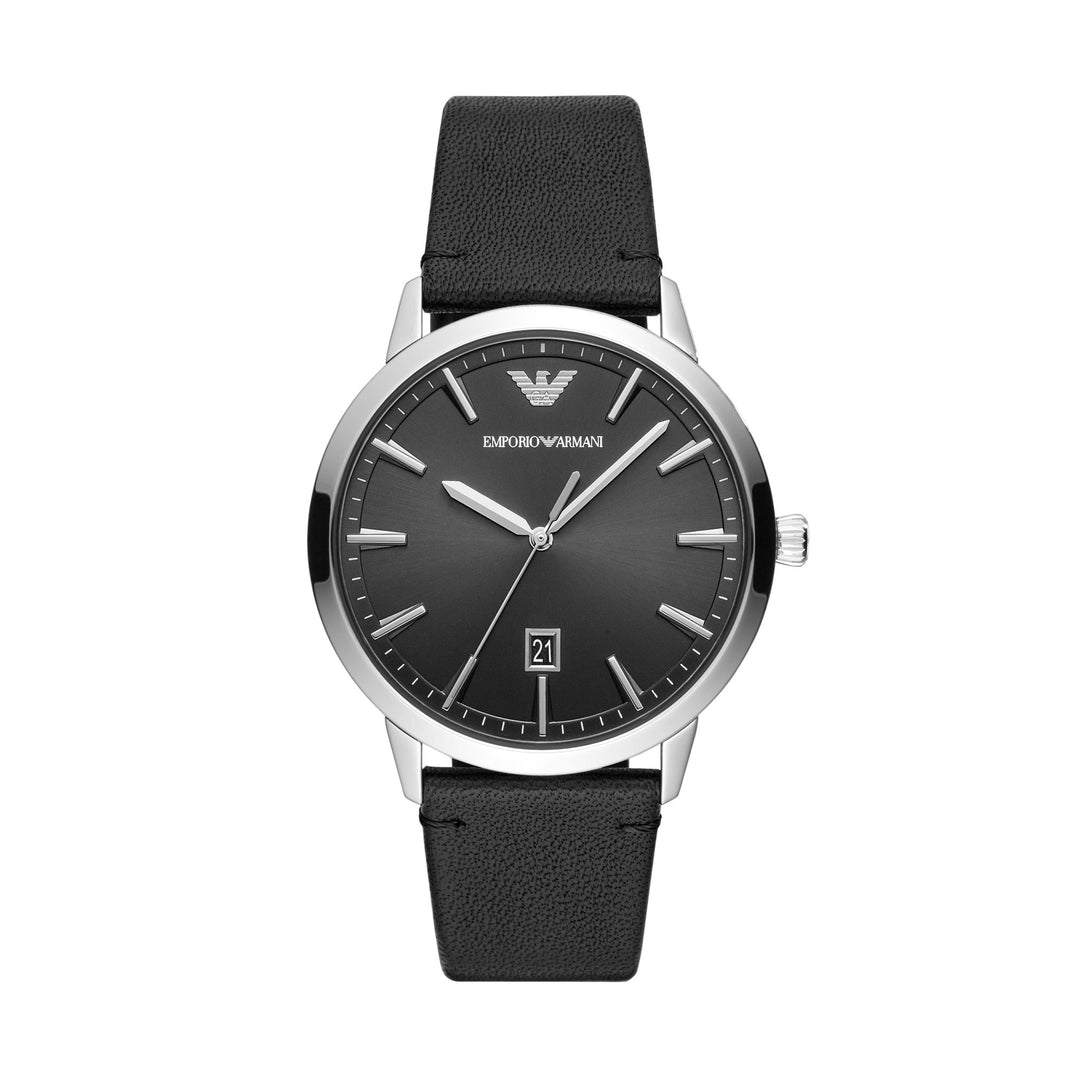 Emporio Armani Ruggero Silver Leather Men's Watch