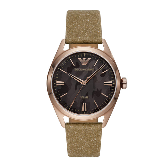 Emporio Armani Men's Solar-Powered Three-Hand, Antique Bronze-Tone Stainless Steel Watch