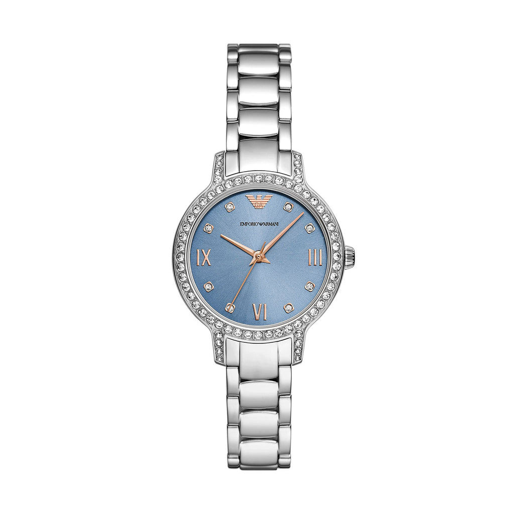 Emporio armani watch ladies silver best sale