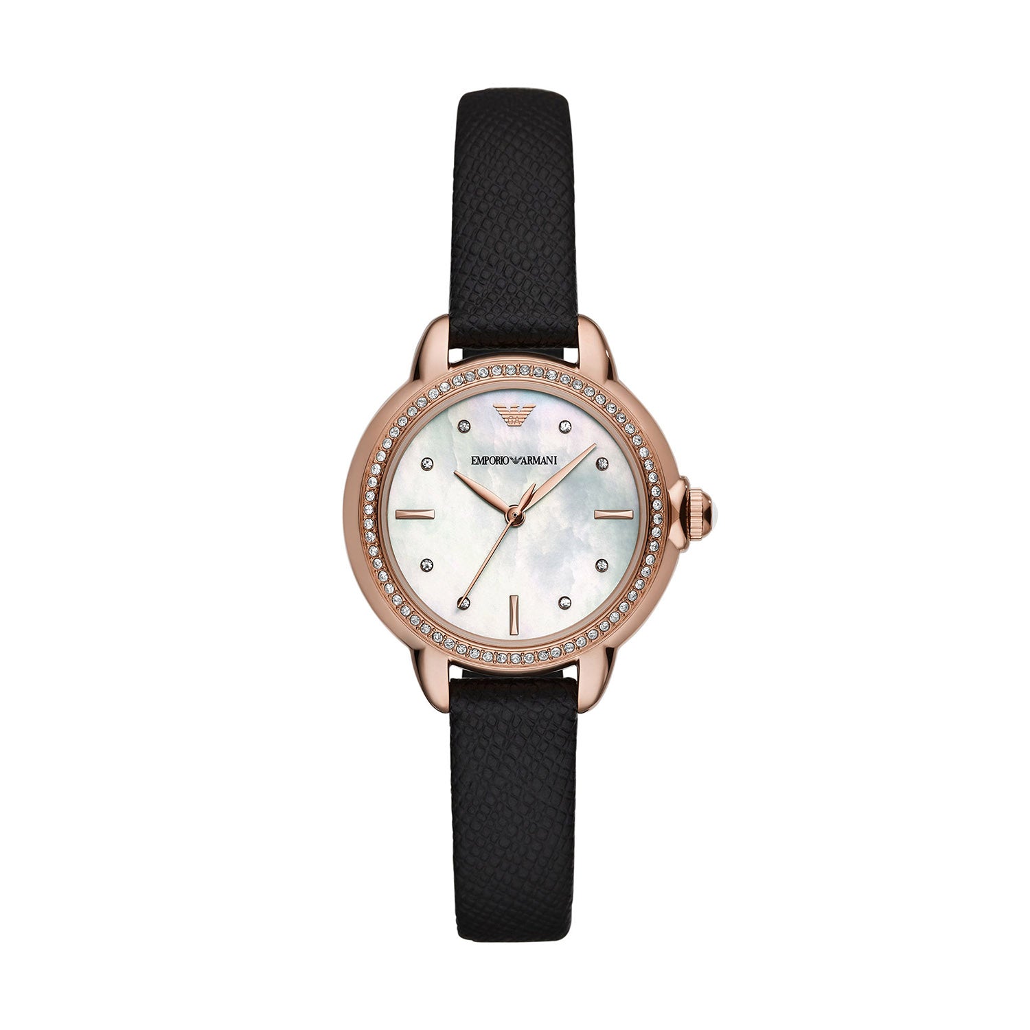 Emporio armani black and rose gold watch hotsell