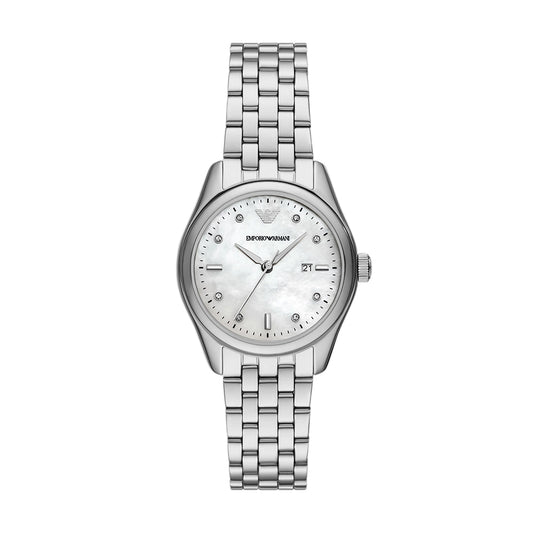 Emporio Armani Three-Hand Date Stainless Steel Watch