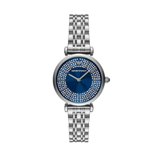 Emporio Armani Inverted Starry Silver Stainless Steel Women's Watch