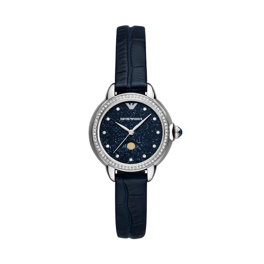 Emporio Armani Starry Night Silver Pro-Planet Leather Women's Watch