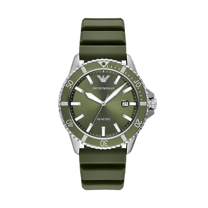 Emporio Armani World Explorer Three-Hand Date Green Silicone Watch - AR11638