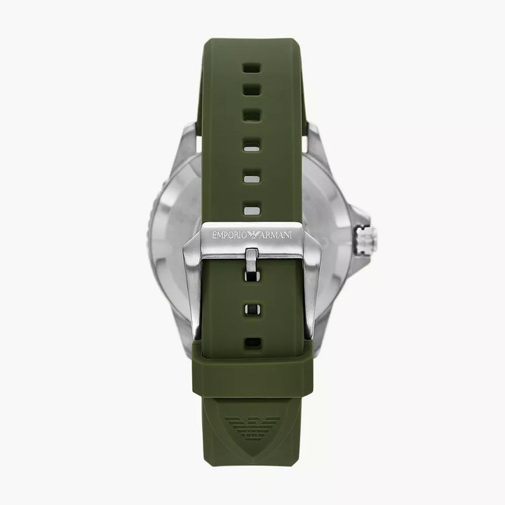 Emporio Armani World Explorer Three-Hand Date Green Silicone Watch