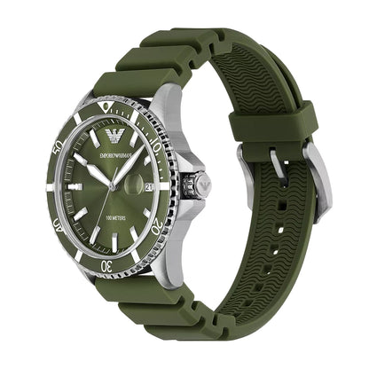 Emporio Armani World Explorer Three-Hand Date Green Silicone Watch - AR11638
