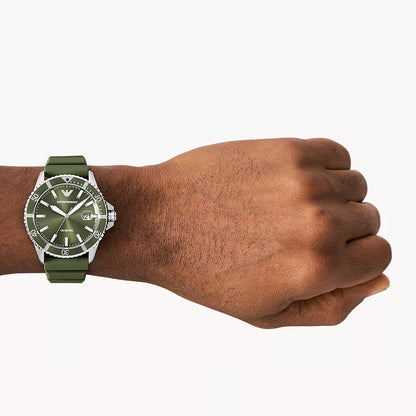 Emporio Armani World Explorer Three-Hand Date Green Silicone Watch - AR11638