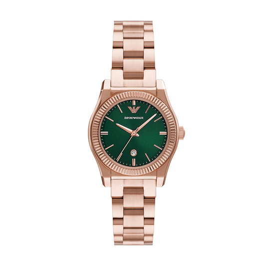 Emporio Armani Three-Hand Date Rose Gold-Tone Stainless Steel Watch