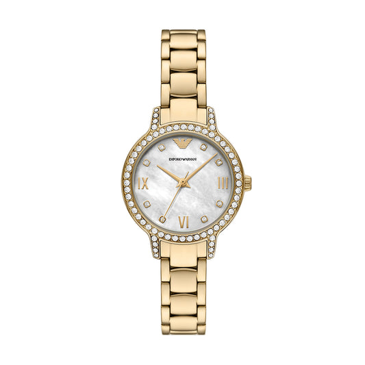 Emporio Armani Three-Hand Gold-Tone Stainless Steel Watch