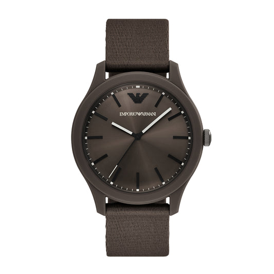 Emporio Armani Men's Three-Hand, Brown Plastic and Stainless Steel Watch