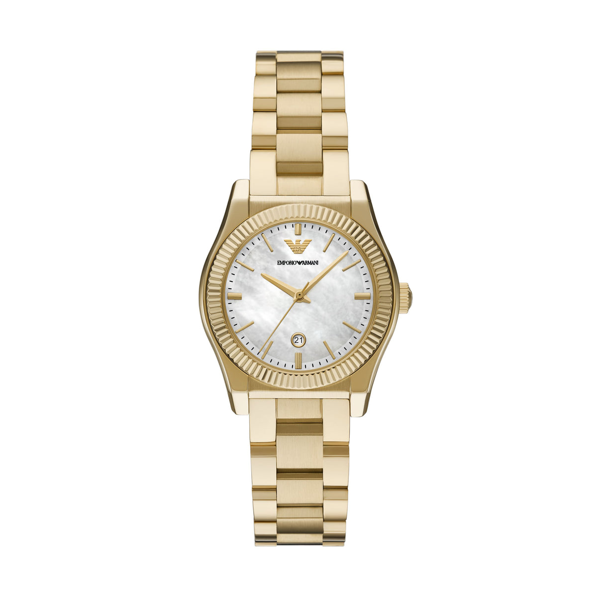 Emporio Armani Three-Hand Date Gold-Tone Stainless Steel Watch