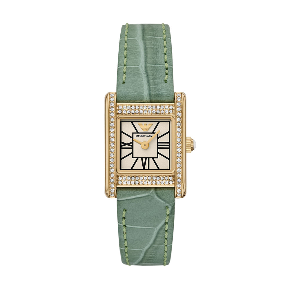 Emporio Armani Two-Hand Green Leather Watch - AR11661