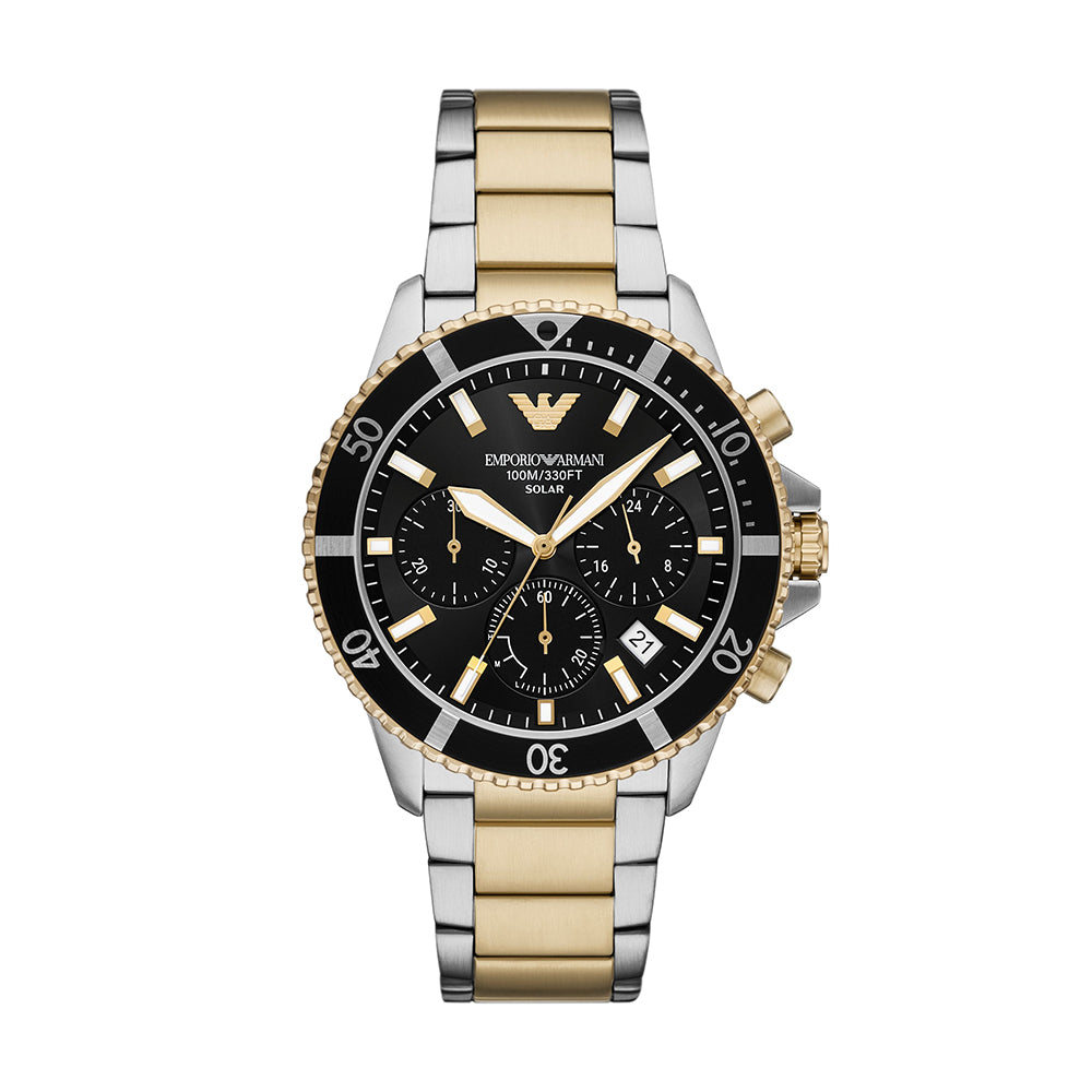 Emporio Armani World Explorer Solar-Powered Chronograph Two-Tone Stainless Steel Watch - AR11680