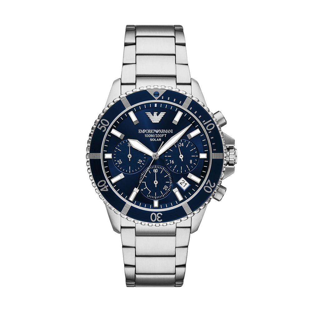 Emporio Armani World Explorer Solar-Powered Chronograph Stainless Steel Watch - AR11681