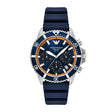 Emporio Armani Men's World Explorer Solar-Powered Chronograph Blue Silicone Watch