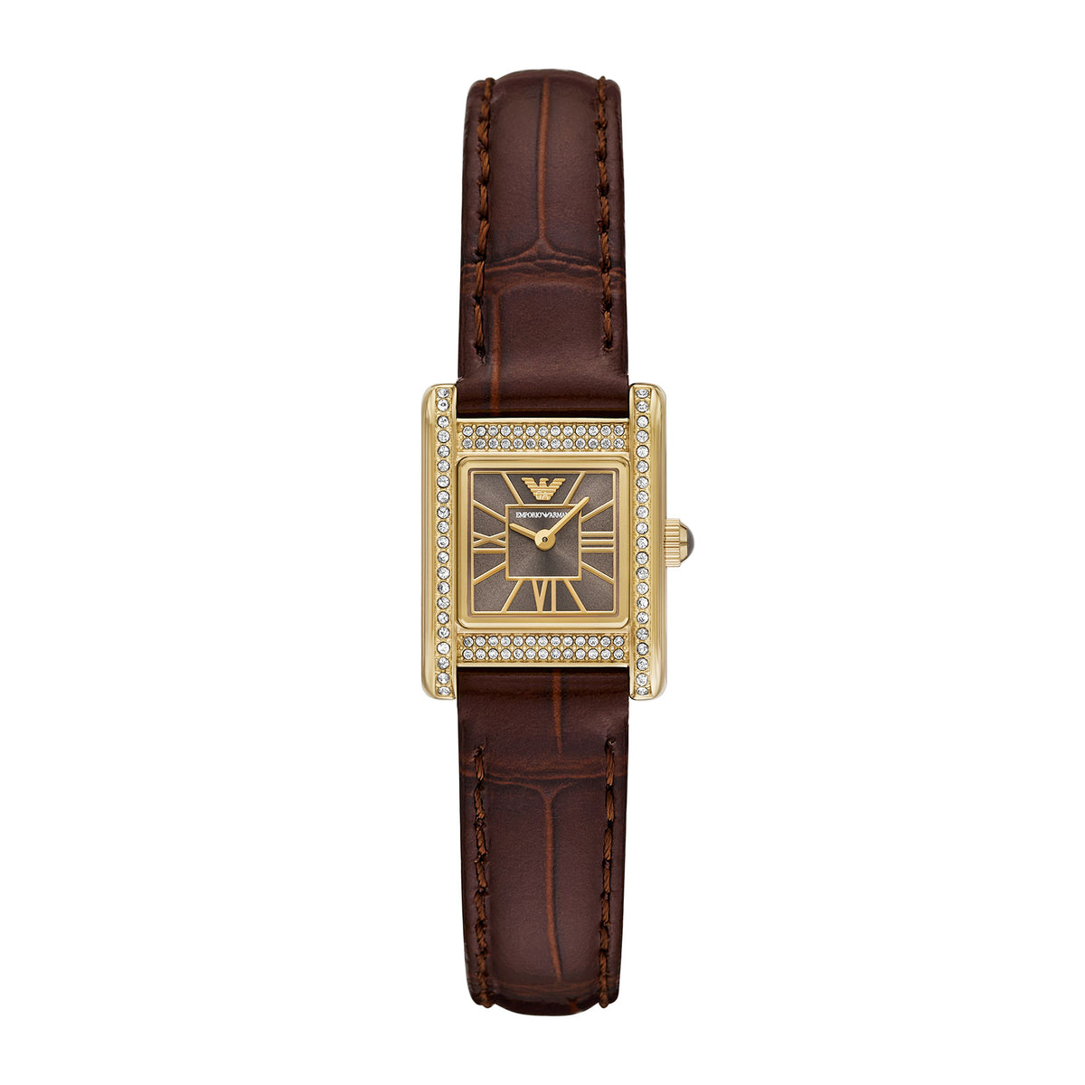 Emporio Armani Women's Two-Hand Brown Leather Watch