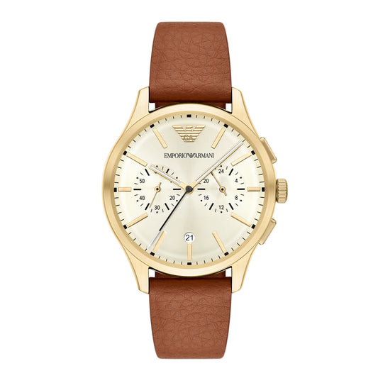 Emporio Armani Men's Chronograph Brown Leather Watch