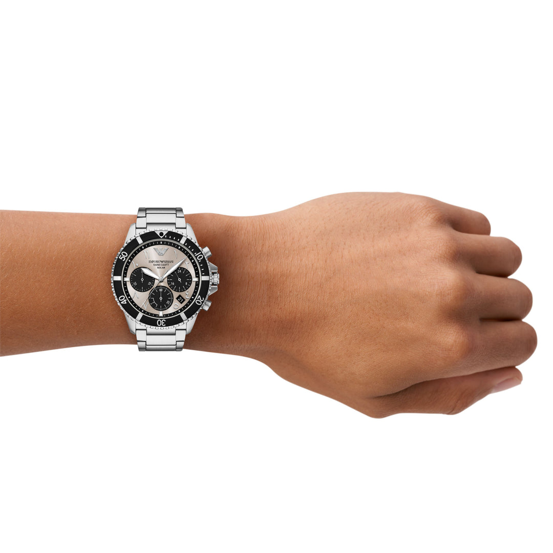 Emporio Armani World Explorer Solar-Powered Chronograph Stainless Steel Watch