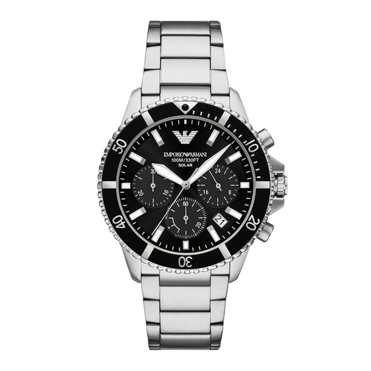 Emporio Armani Men's World Explorer Solar-Powered Chronograph Stainless Steel Watch