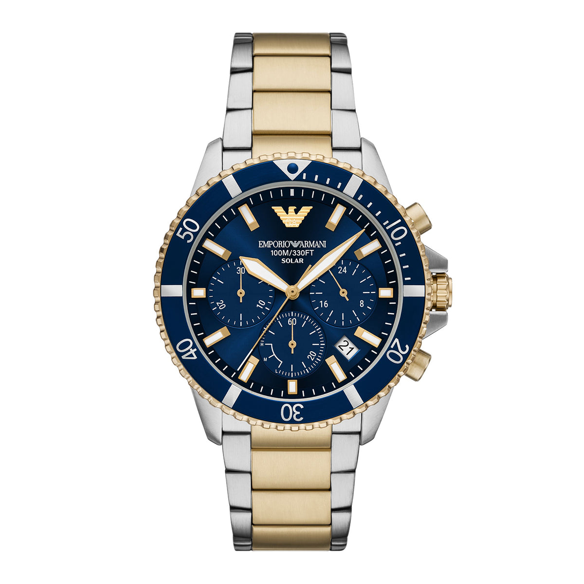 Emporio Armani Men's World Explorer Solar-Powered Chronograph Two-Tone Stainless Steel Watch