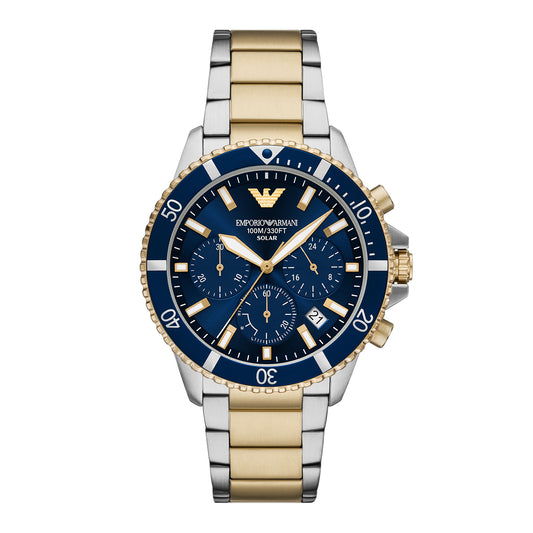 Emporio Armani Men's World Explorer Solar-Powered Chronograph Two-Tone Stainless Steel Watch