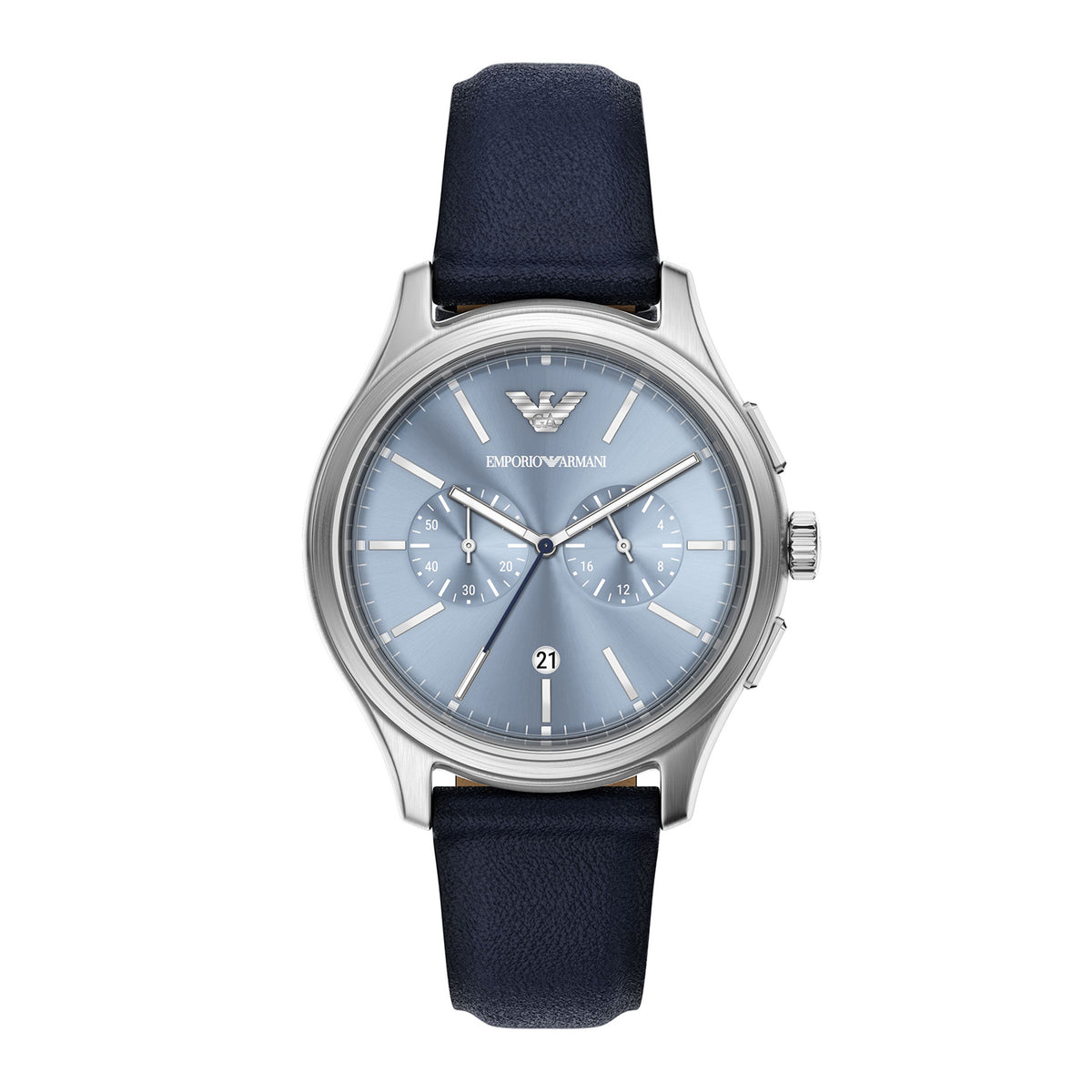 Emporio Armani Men's Chronograph Blue Leather Watch