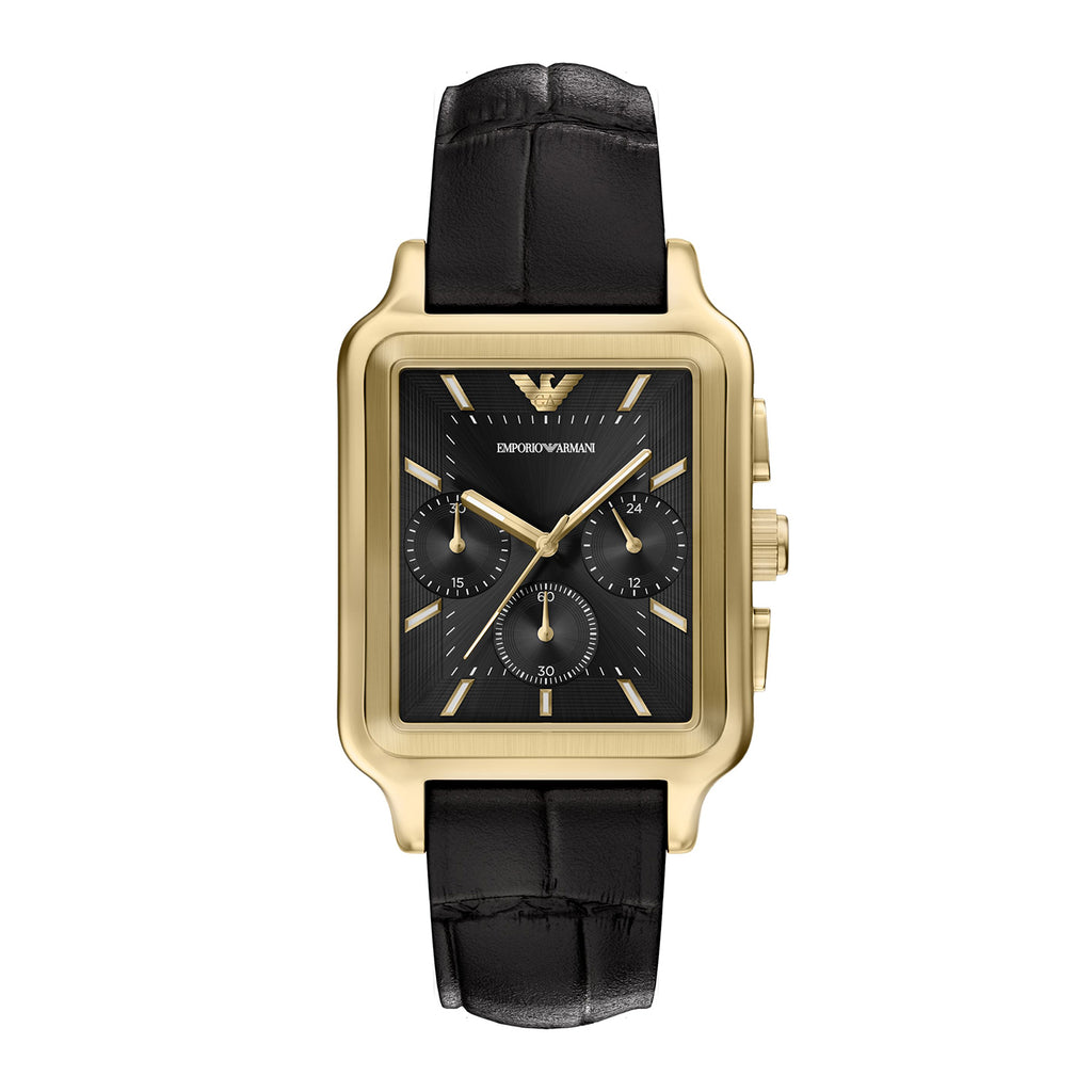 Emporio Armani Men's Chronograph Black Leather Watch