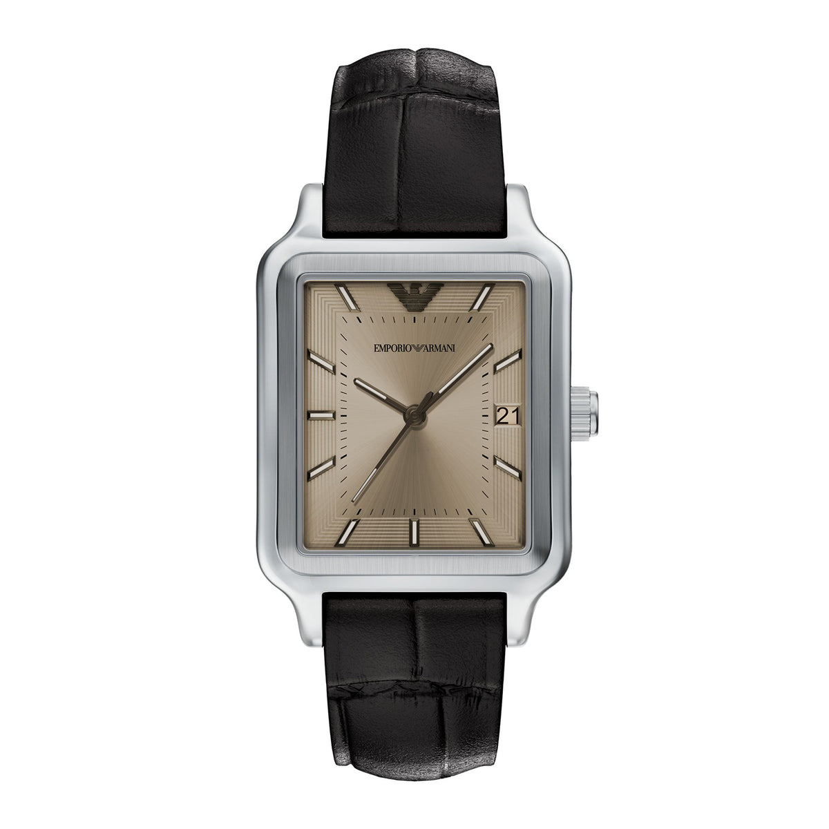 Emporio Armani Men's Three-Hand Date Brown Leather Watch - AR11756