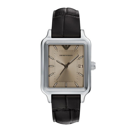 Emporio Armani Men's Three-Hand Date Brown Leather Watch