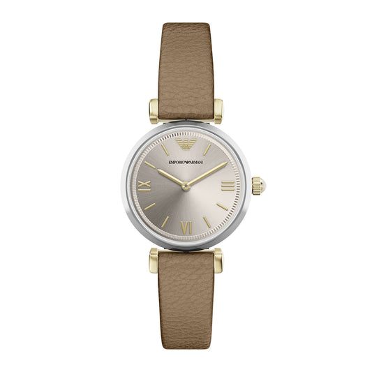 Emporio Armani Women's Two-Hand Taupe Leather Watch